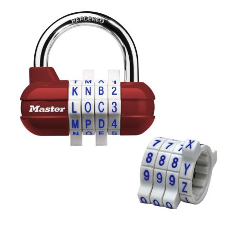 Kłódka na kod z literami i cyframi Masterlock 1534D bordowa