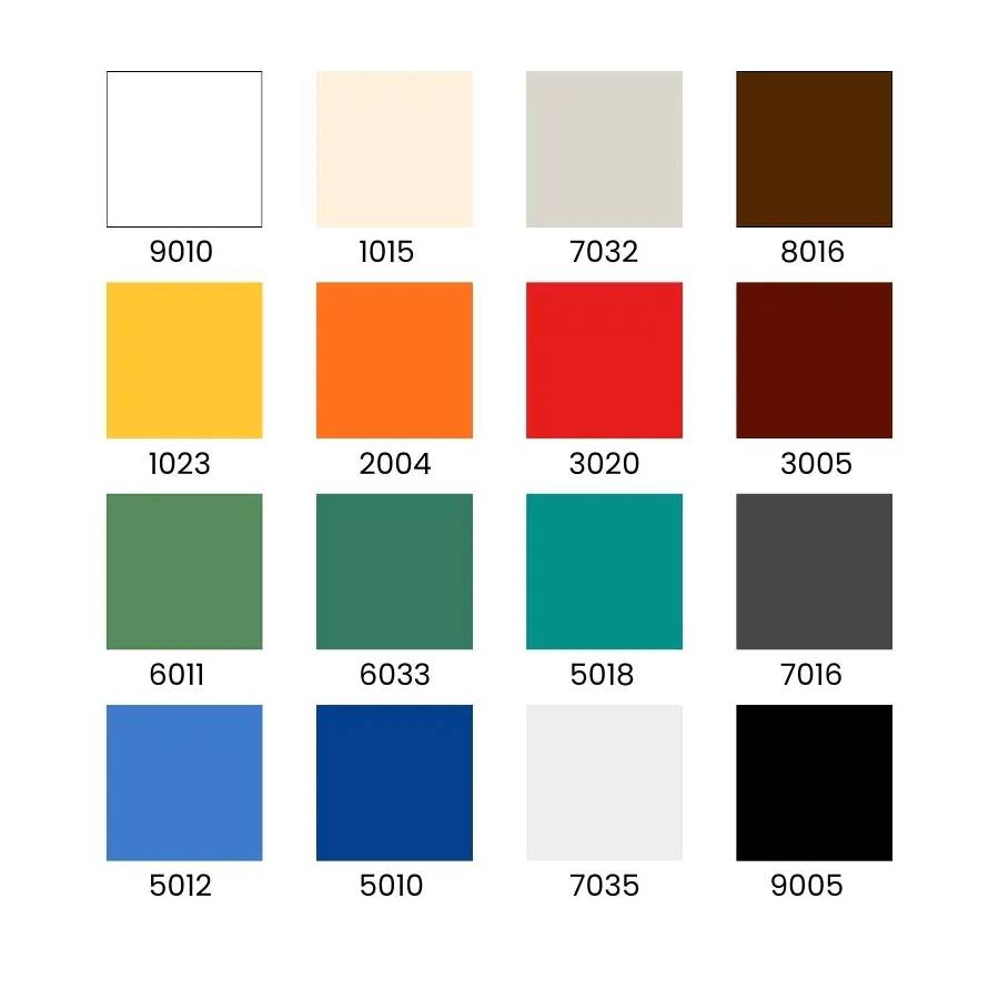 Wybór kolorystyki szafki szkolnej dla 4 uczniów SUS 322 W ST - Paleta kolorów RAL